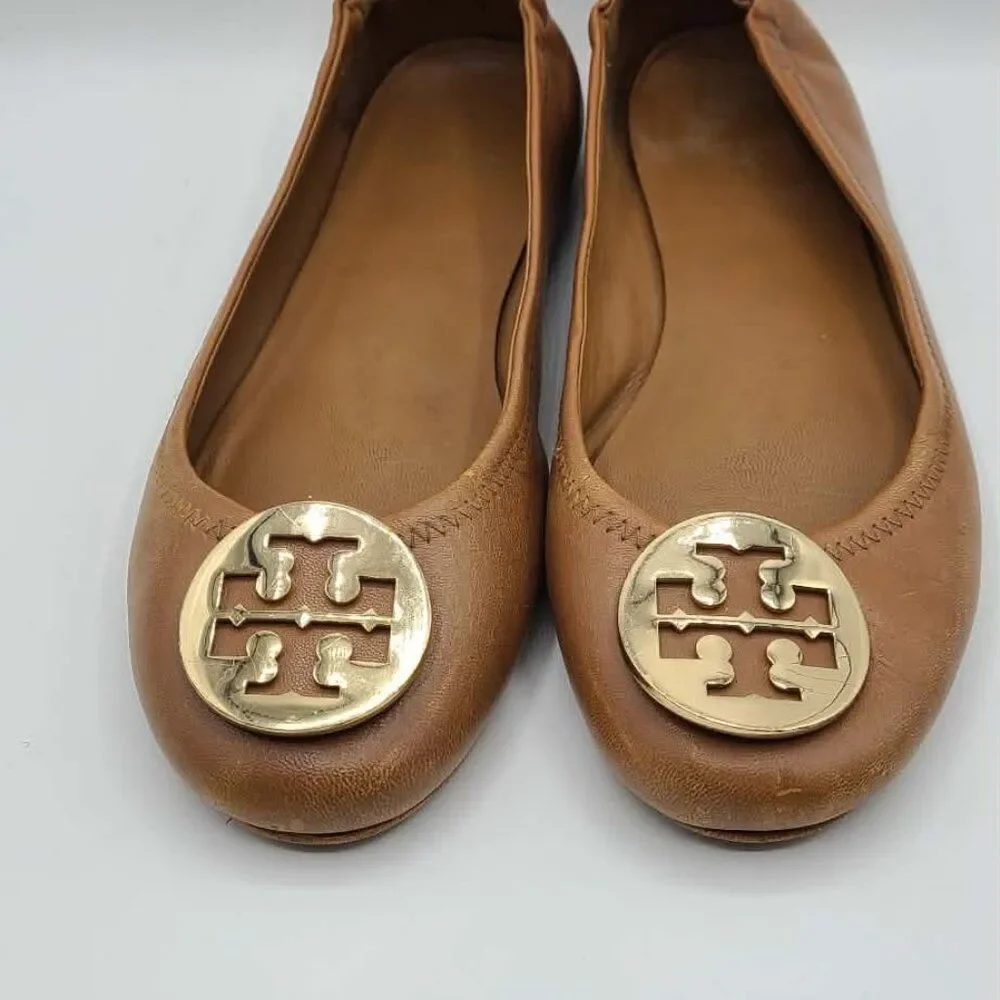 Tory Burch Minnie Travel Ballet Flats Tan (Carmel) size 8
